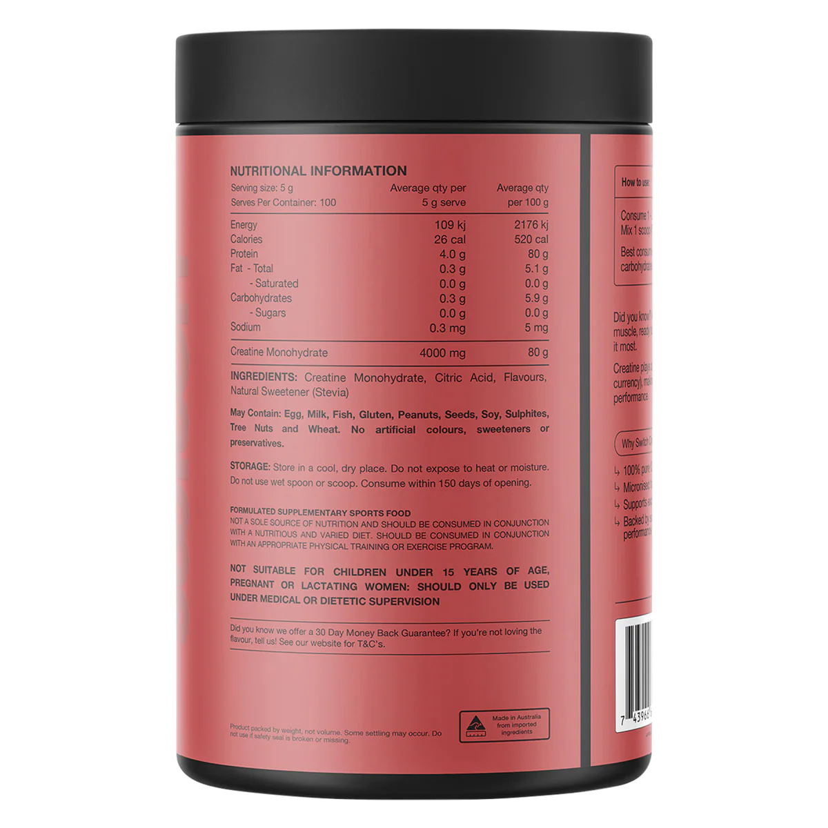 Thumbnail Switch Nutrition Creatine Monohydrate Powder Raspberry 500g