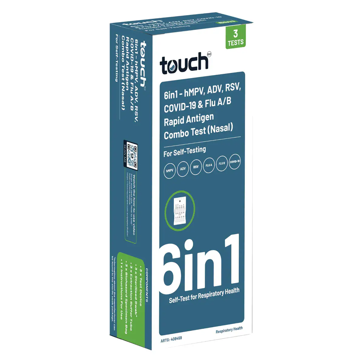 Thumbnail Touch 6in1 - Hmpv Adv Rsv Covid-19 & Flu A/b Rapid Antigen Combo Nasal Test 3 Pack