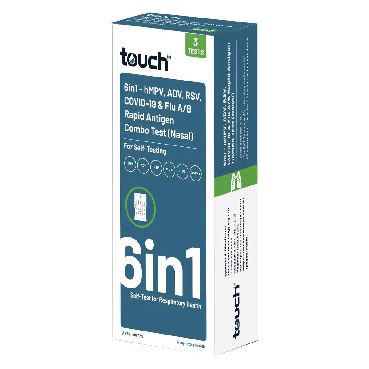 Thumbnail Touch 6in1 - Hmpv Adv Rsv Covid-19 & Flu A/b Rapid Antigen Combo Nasal Test 3 Pack