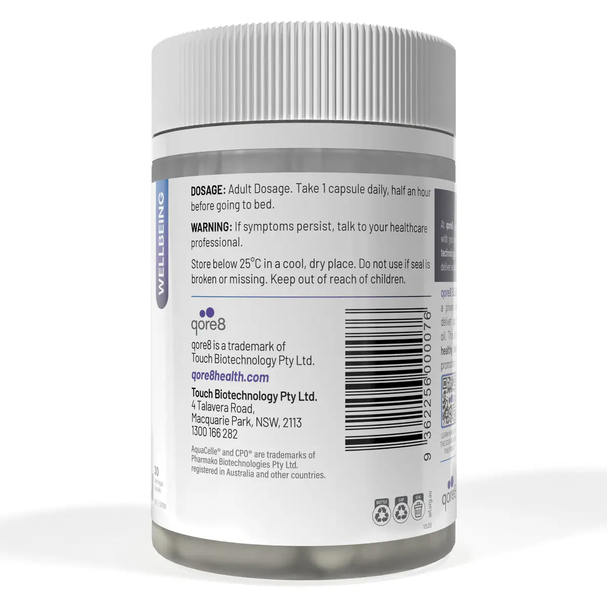 Thumbnail Qore8 Sleep Well+ Lavender Oil 80mg 30 Vegan Capsules
