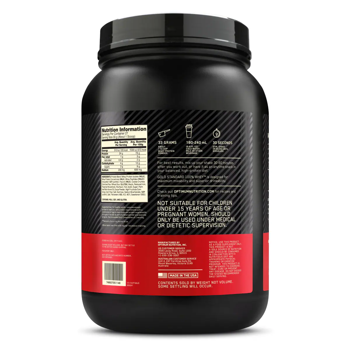 Thumbnail Optimum Nutrition Gold Standard Whey Protein Powder Cookies & Cream 907g