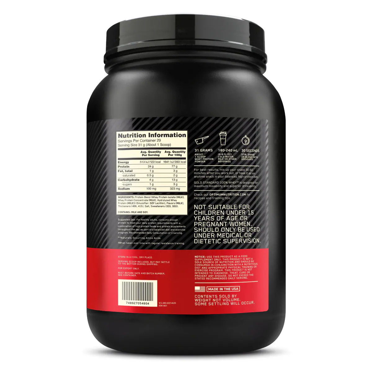 Thumbnail Optimum Nutrition Gold Standard Whey Protein Powder Vanilla 907g