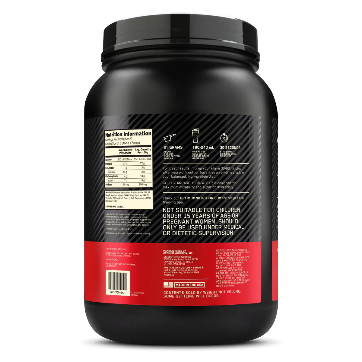 Thumbnail Optimum Nutrition Gold Standard Whey Protein Powder Banana Cream 907g