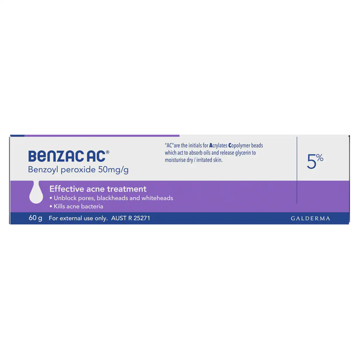 Thumbnail Benzac AC Moderate Strength 5.0% Acne Gel 60g