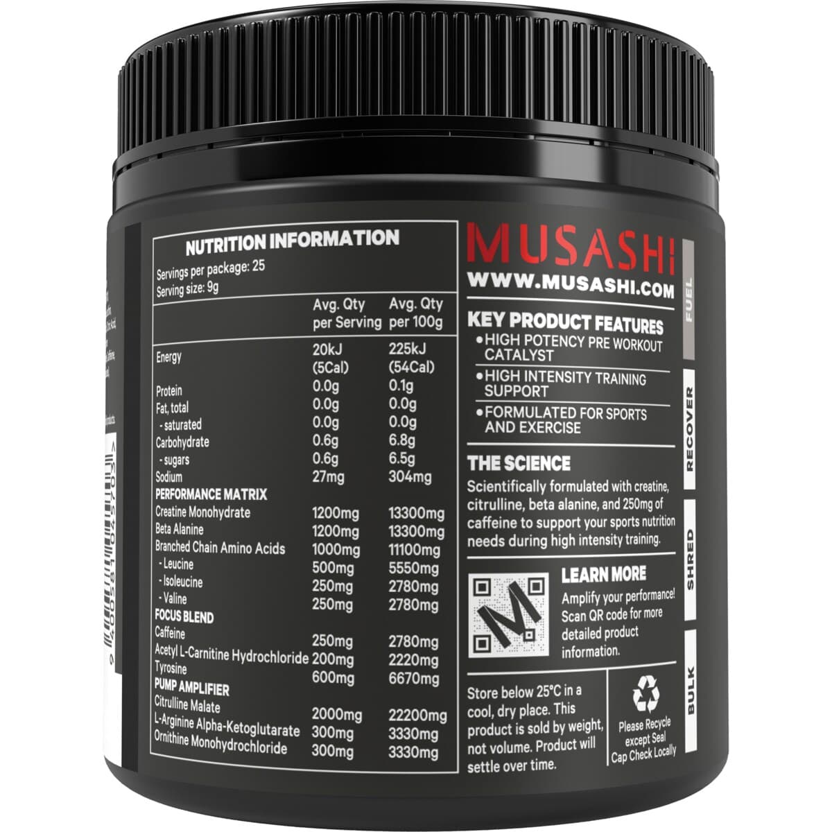 Thumbnail Musashi Pre Workout Purple Grape Flavour 225g