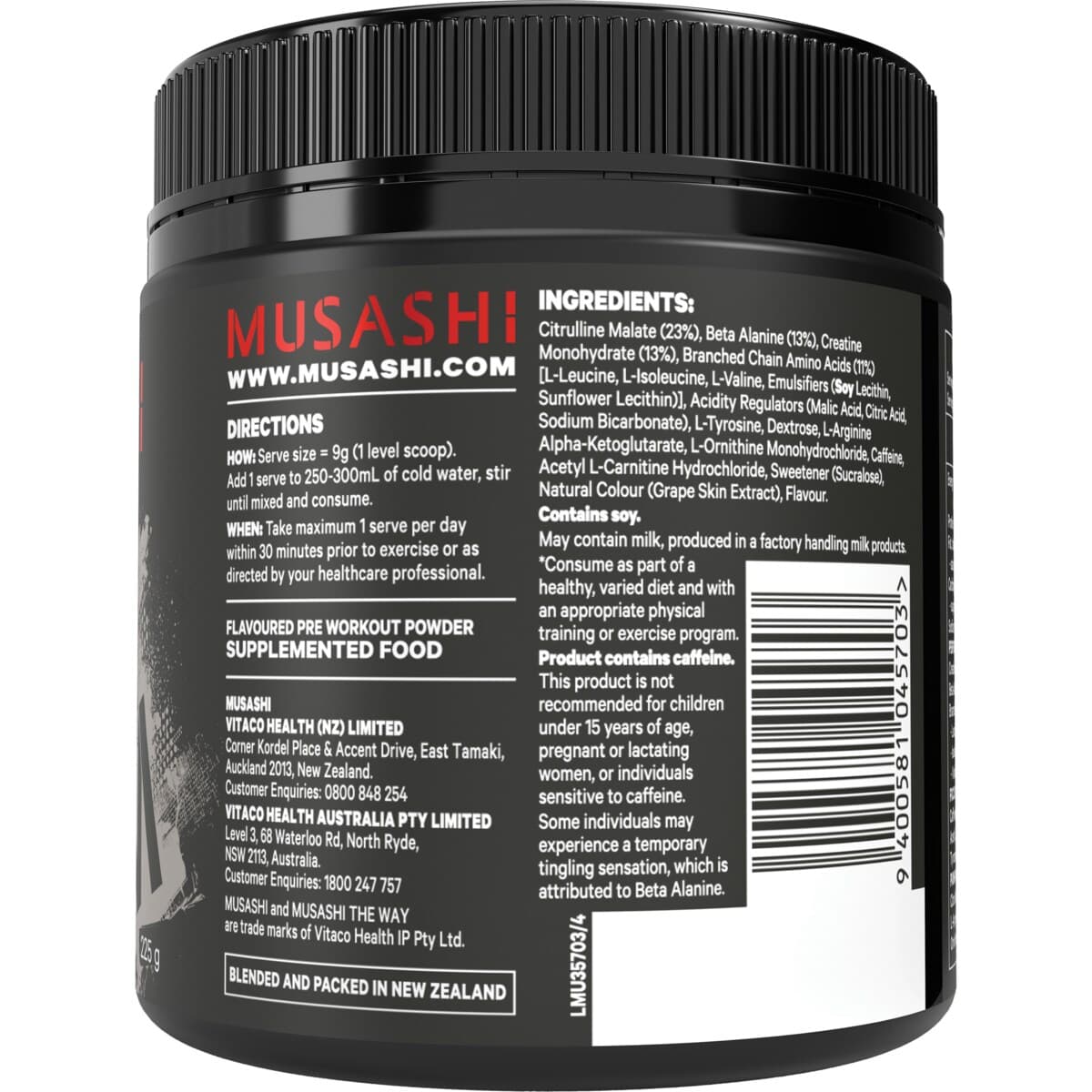 Thumbnail Musashi Pre Workout Purple Grape Flavour 225g