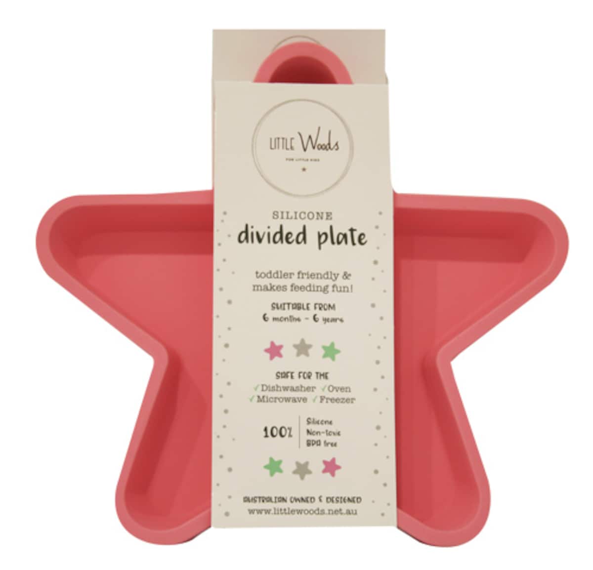 Thumbnail Little Woods Star Grazer Silicone Divided Plate Pink