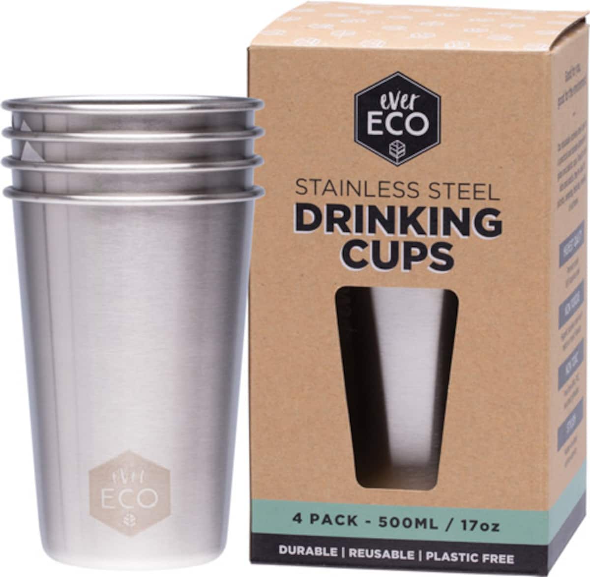 Thumbnail Ever Eco Stainless Steel Drinking Cups 4 x 500ml