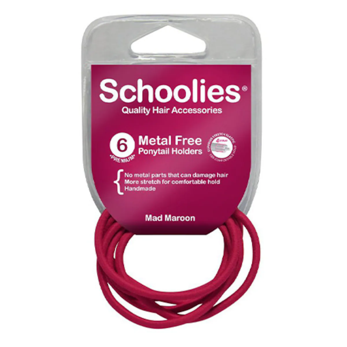 Thumbnail Schoolies #SC464 Metal Free Ponytail Holders Mad Maroon 6 Pack