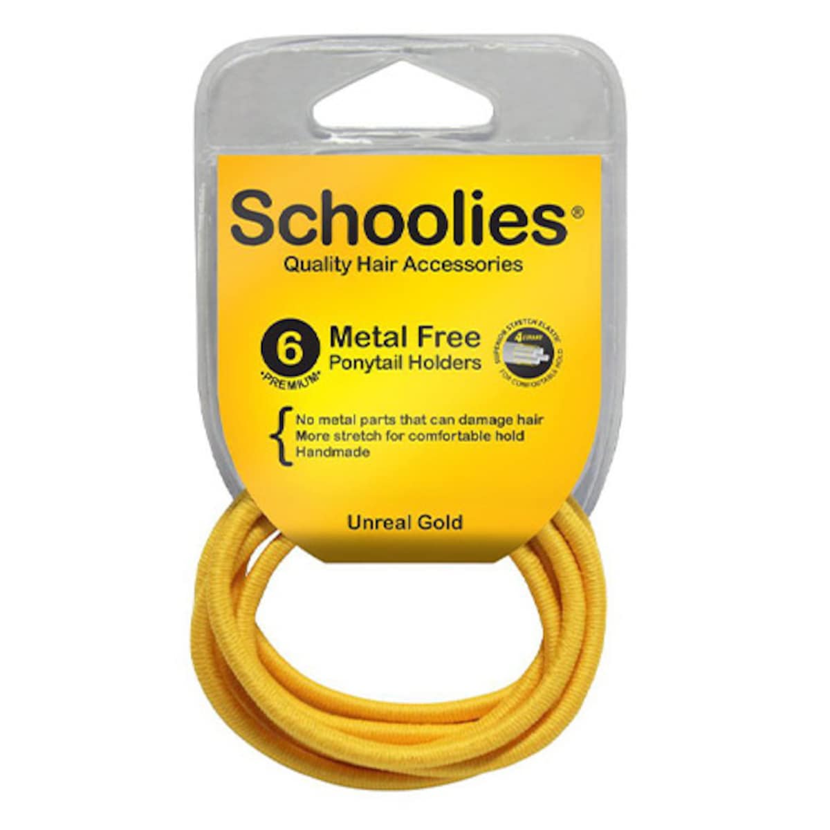 Thumbnail Schoolies #SC466 Metal Free Ponytail Holders Unreal Gold 6 Pack