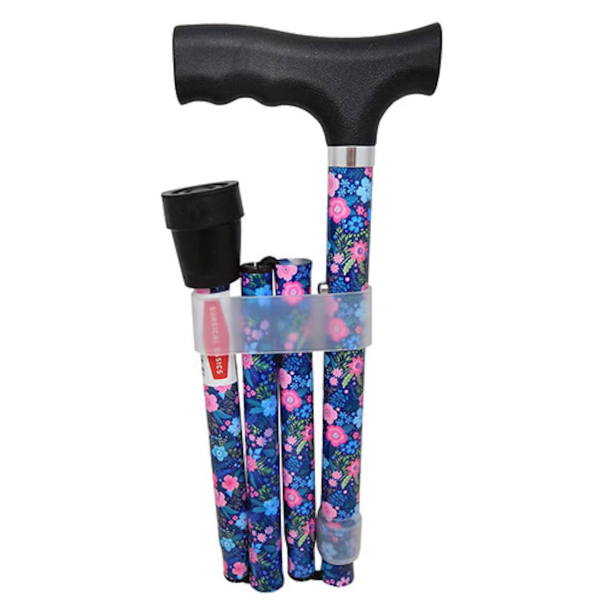 Thumbnail Surgical Basics Adjustable Folding Walking Stick Cherry Blossom 83-95cm