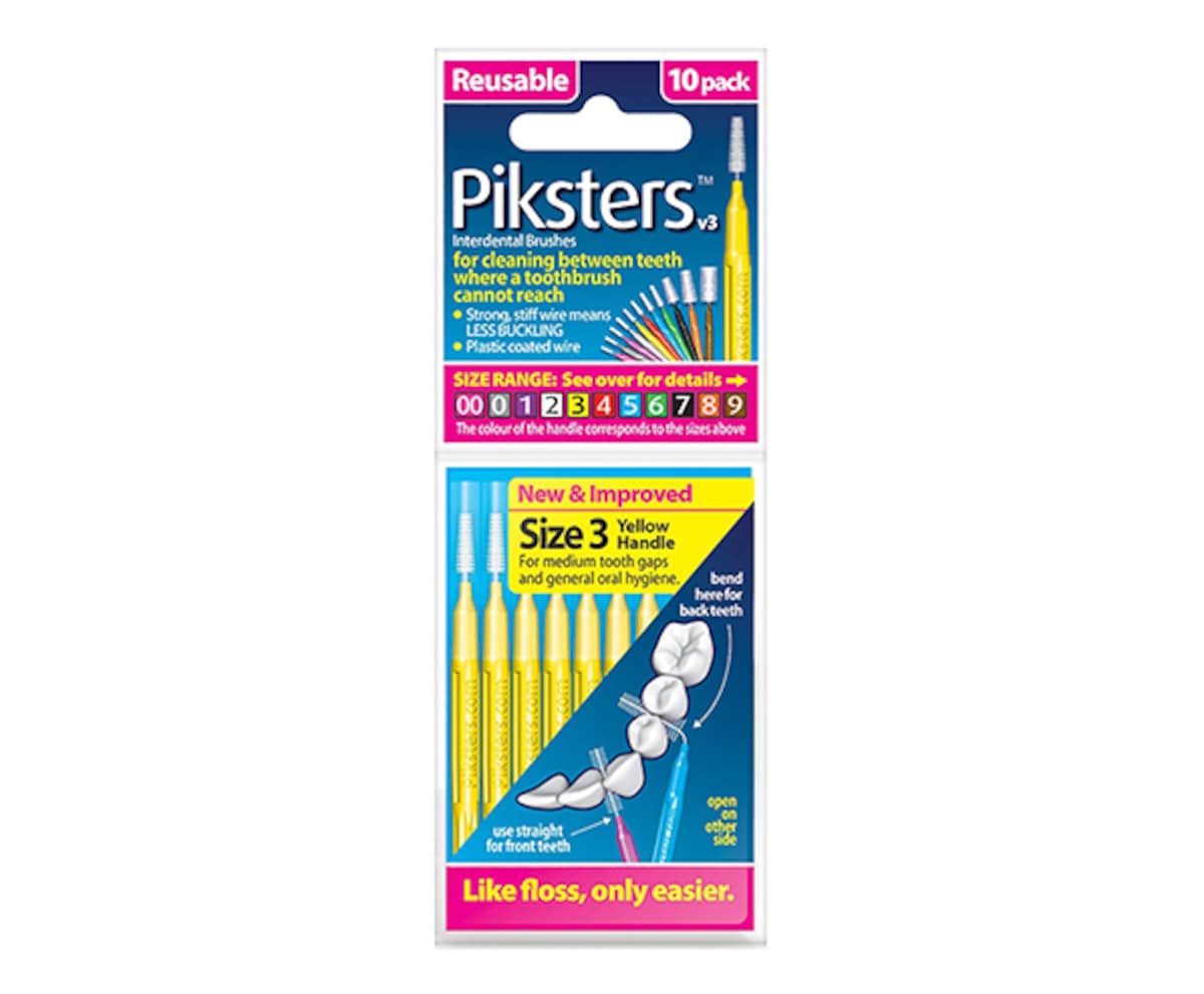 Thumbnail Piksters Interdental Brushes Size 3 Yellow 10 Pack
