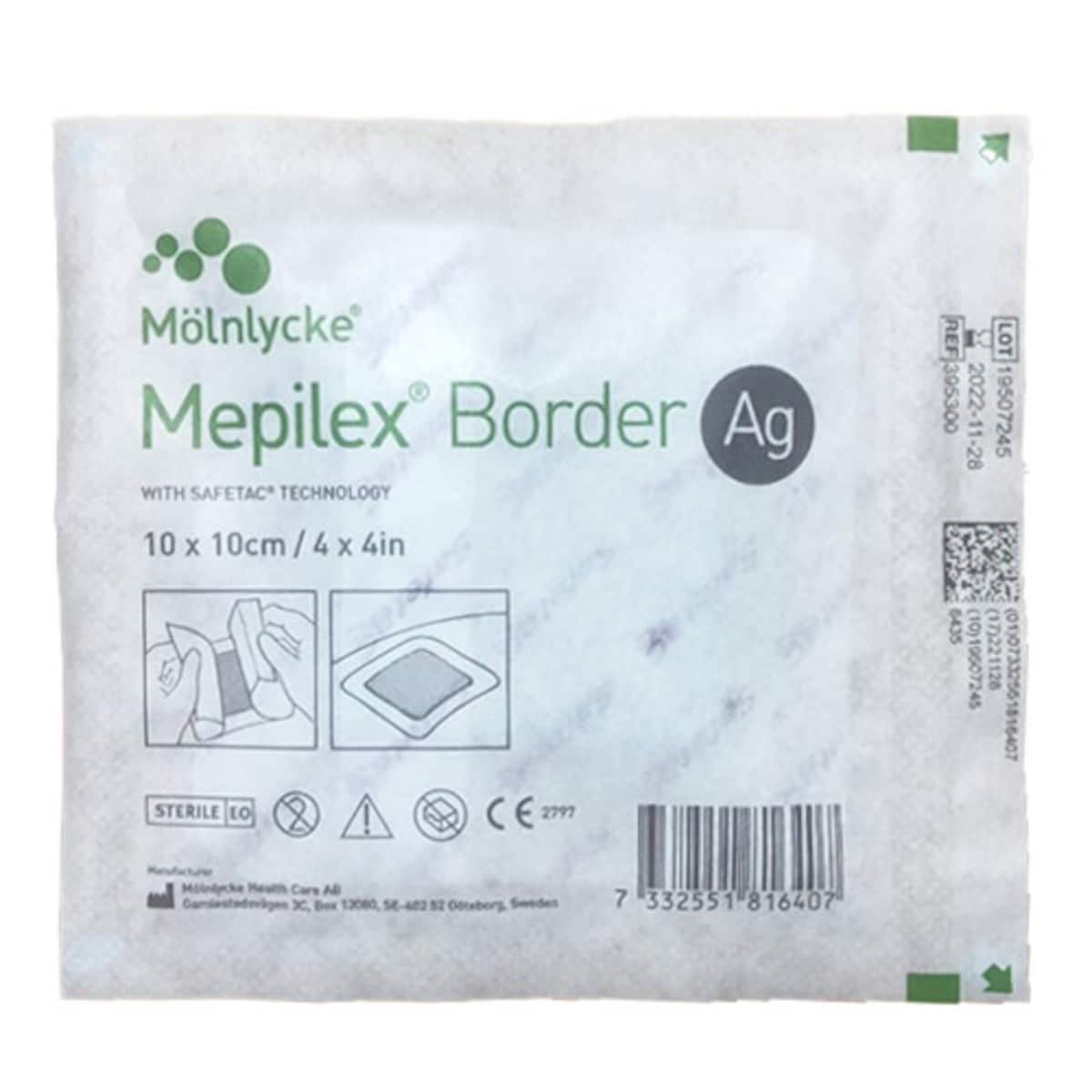 Thumbnail Mepilex Border AG Wound Dressing 395300 10cm x 10cm Single
