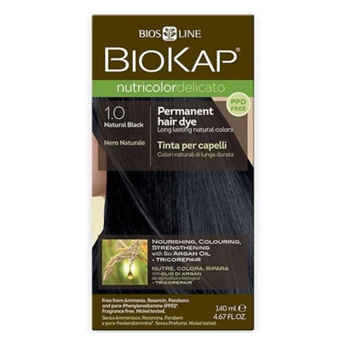 Thumbnail Biokap Nutricolor Delicato 1.0 Natural Black 140ml