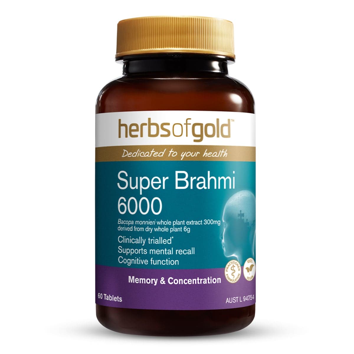 Thumbnail Herbs of Gold Super Brahmi 6000 60 Tablets