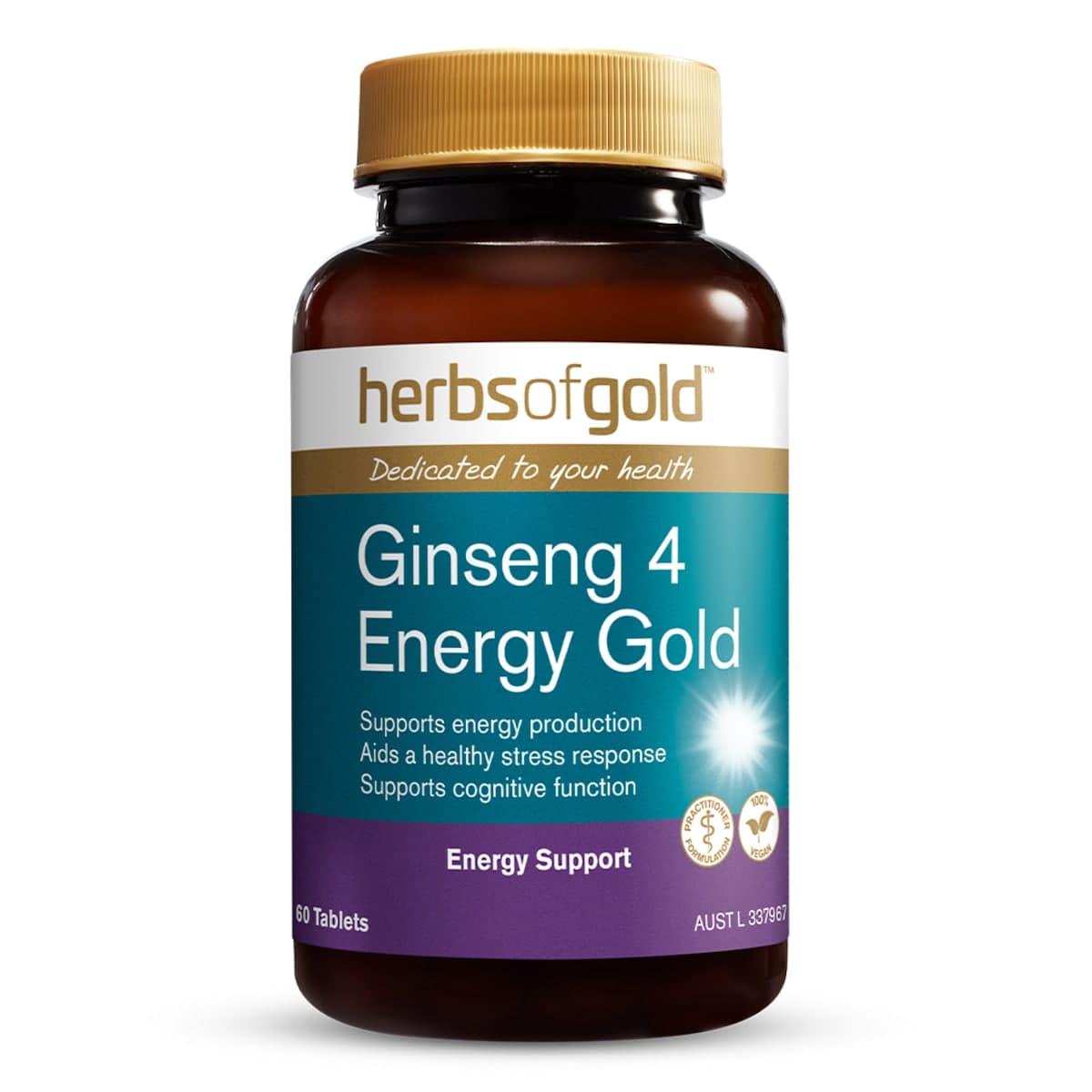 Thumbnail Herbs of Gold Ginseng 4 Energy Gold 60 Tablets