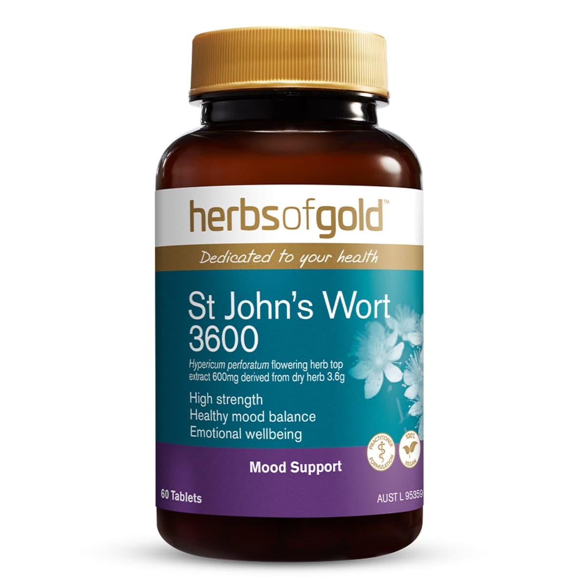 Thumbnail Herbs of Gold Extra Strength St Johns Wort 3600 60 Tablets
