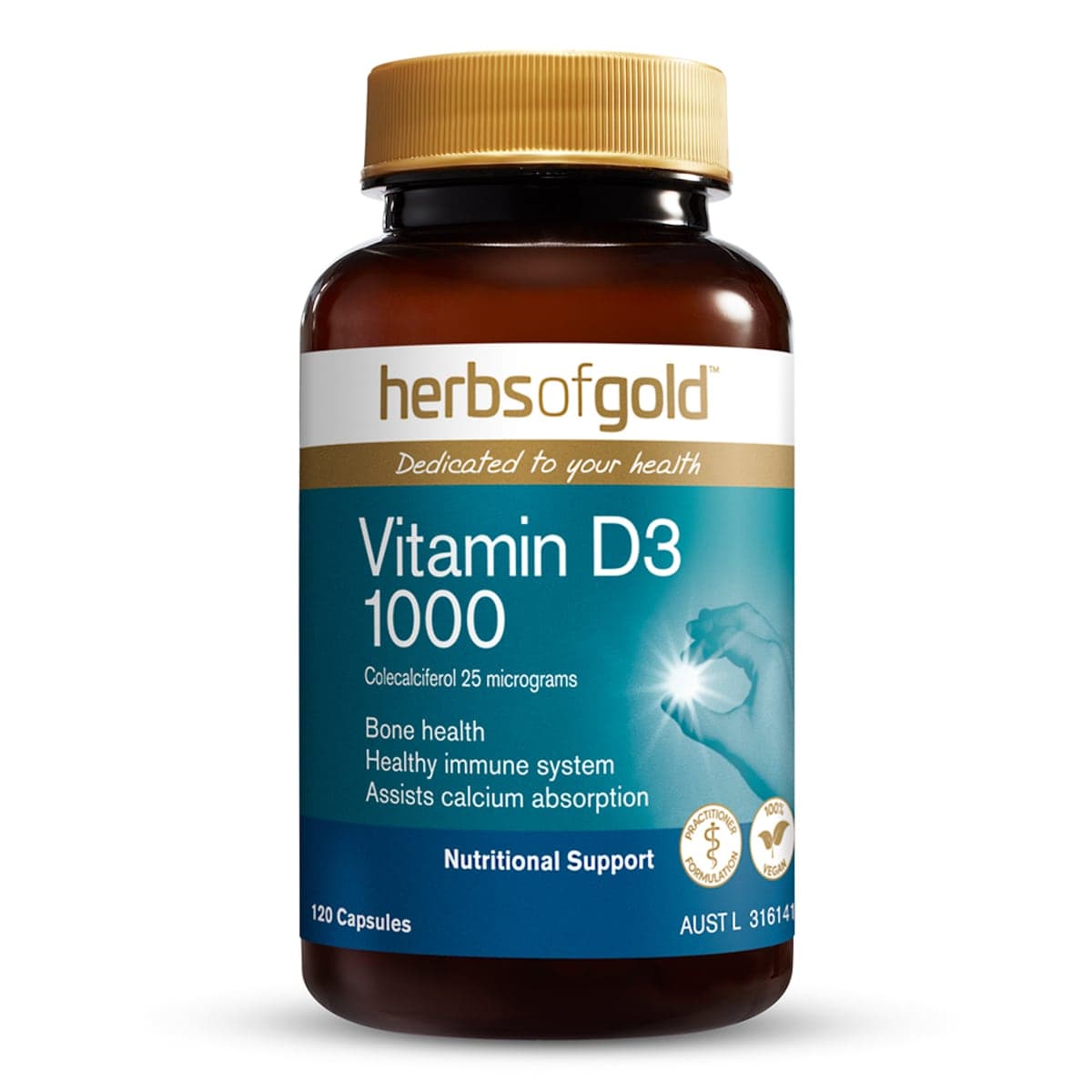 Thumbnail Herbs of Gold Vitamin D3 1000 120 Capsules