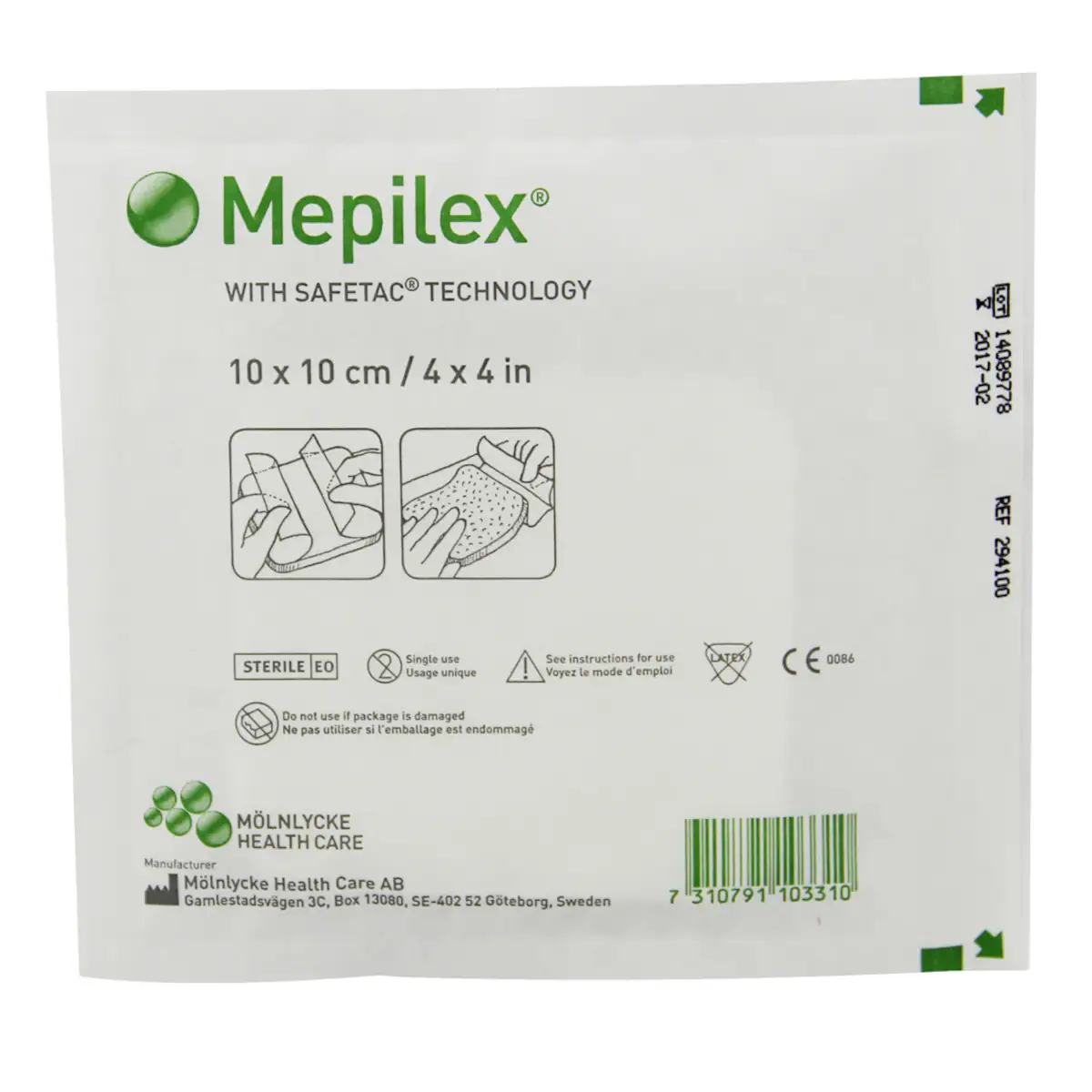 Thumbnail Mepilex Foam Wound Dressing 294100 10cm x 10cm Single