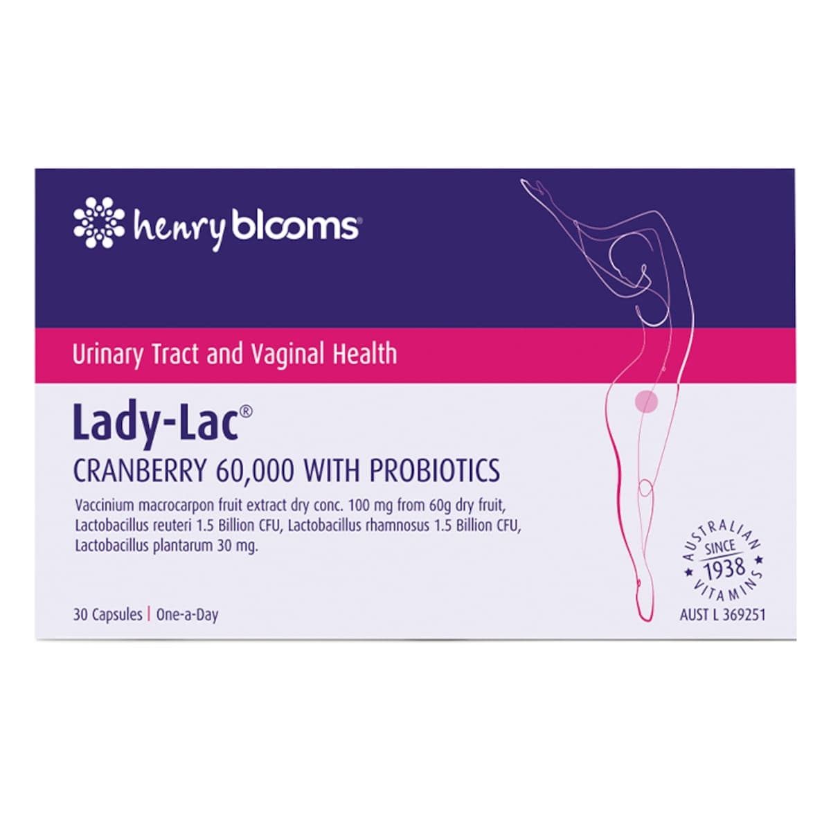 Thumbnail Henry Blooms Lady-Lac Cranberry 60000 with Probiotics 30 capsules