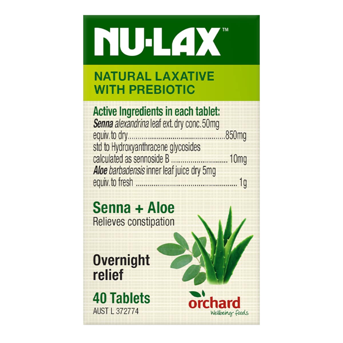 Thumbnail Nu-Lax Natural Laxative with Prebiotic Senna & Aloe 40 Tablets
