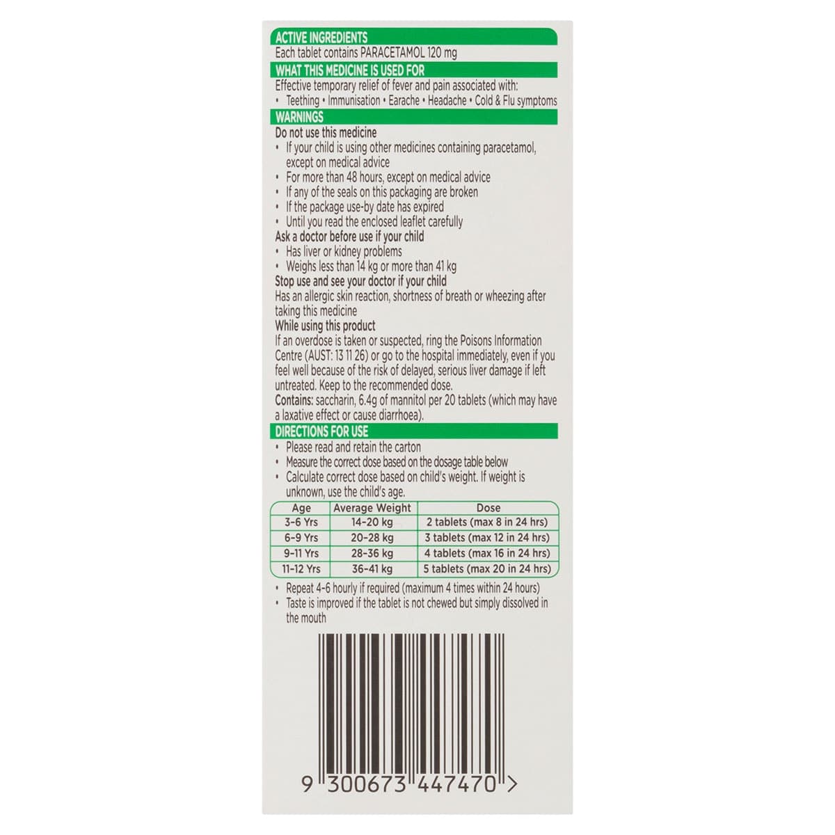 Thumbnail Panadol Children 3 Years+ Pain Relief 24 Chewable Tablets