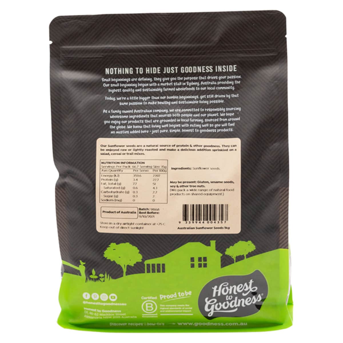Thumbnail Honest to Goodness Australian Sunflower Seeds 1kg