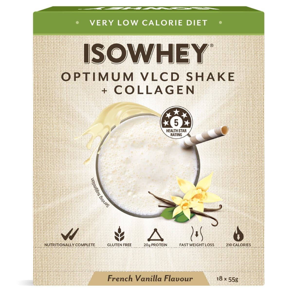 Thumbnail Isowhey VLCD & Collagen Shake French Vanilla 18 x 55g
