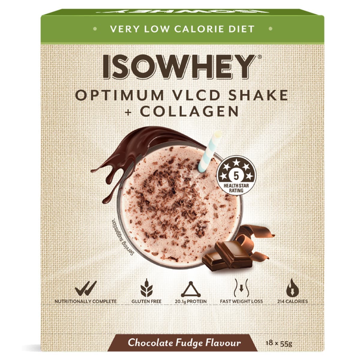 Thumbnail IsoWhey Optimum VLCD Shake Chocolate Fudge 18 x 55g