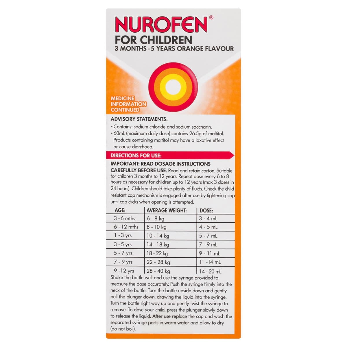 Thumbnail Nurofen for Children 3 Months - 5 Years Pain & Fever Relief Orange 100ml