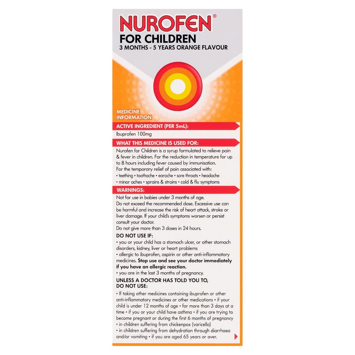 Thumbnail Nurofen for Children 3 Months - 5 Years Pain & Fever Relief Orange 200ml