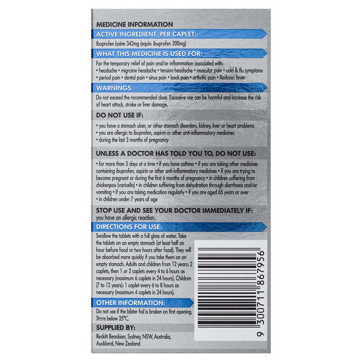 Thumbnail Nurofen Quickzorb Fast Absorption Pain Relief 96 Caplets