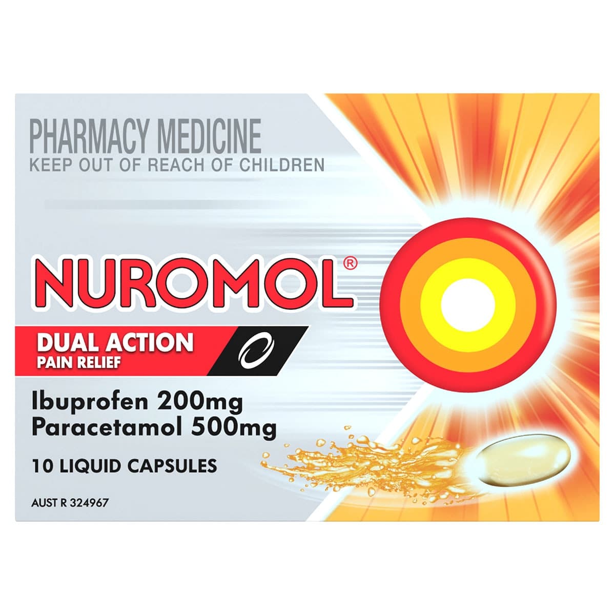 Thumbnail Nuromol Dual Action Strong Pain Relief 10 Liquid Capsules