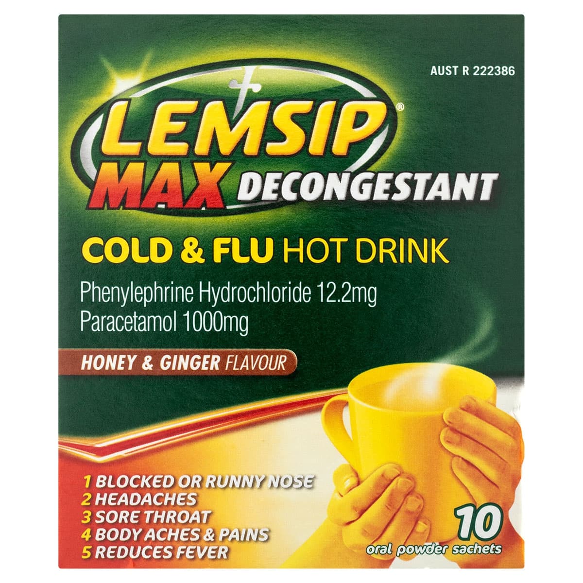 Thumbnail Lemsip Max Decongestant Cold & Flu Hot Drink Honey & Ginger 10 Sachets