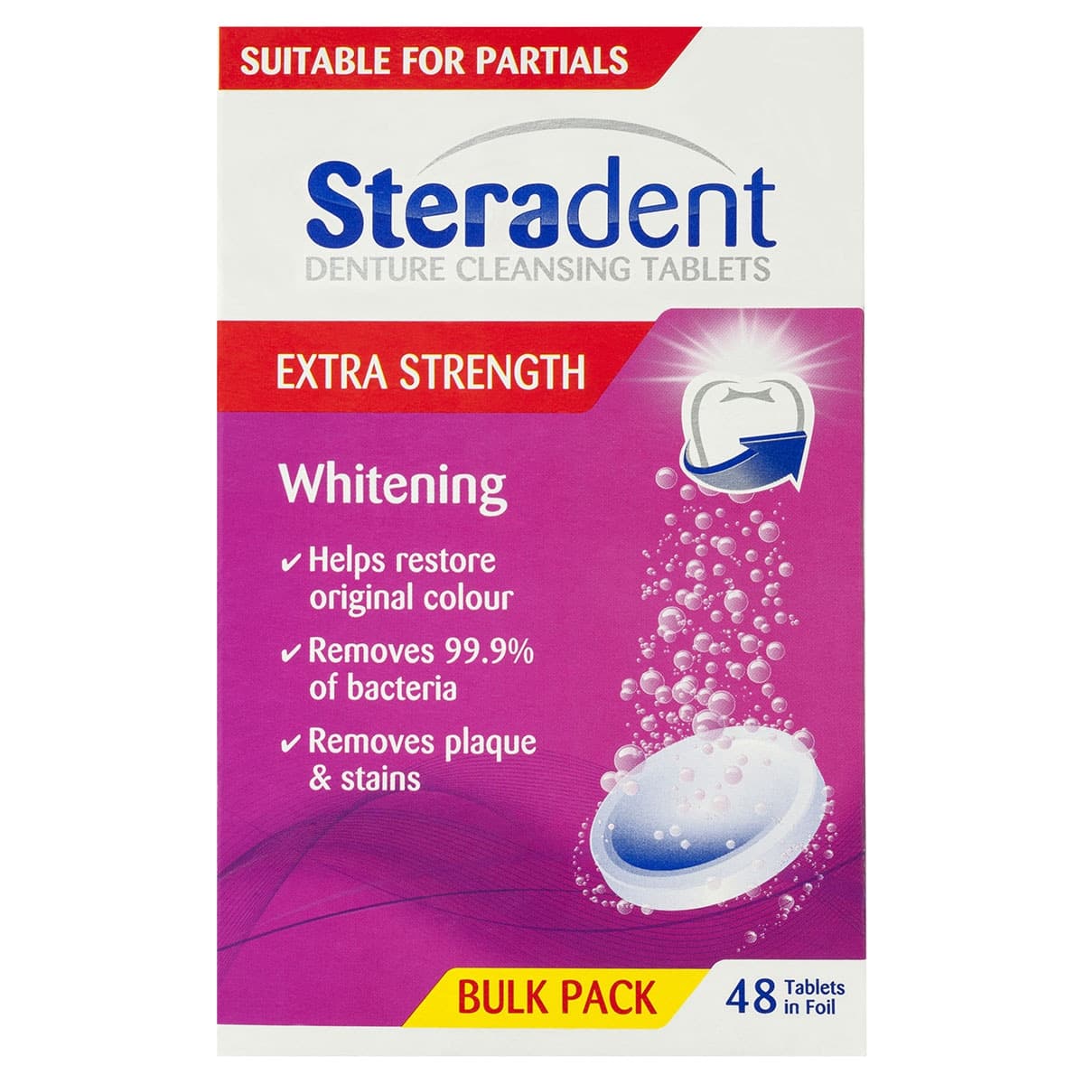 Thumbnail Steradent Extra Strength Denture Cleansing Tablets Whitening 48 Tablets