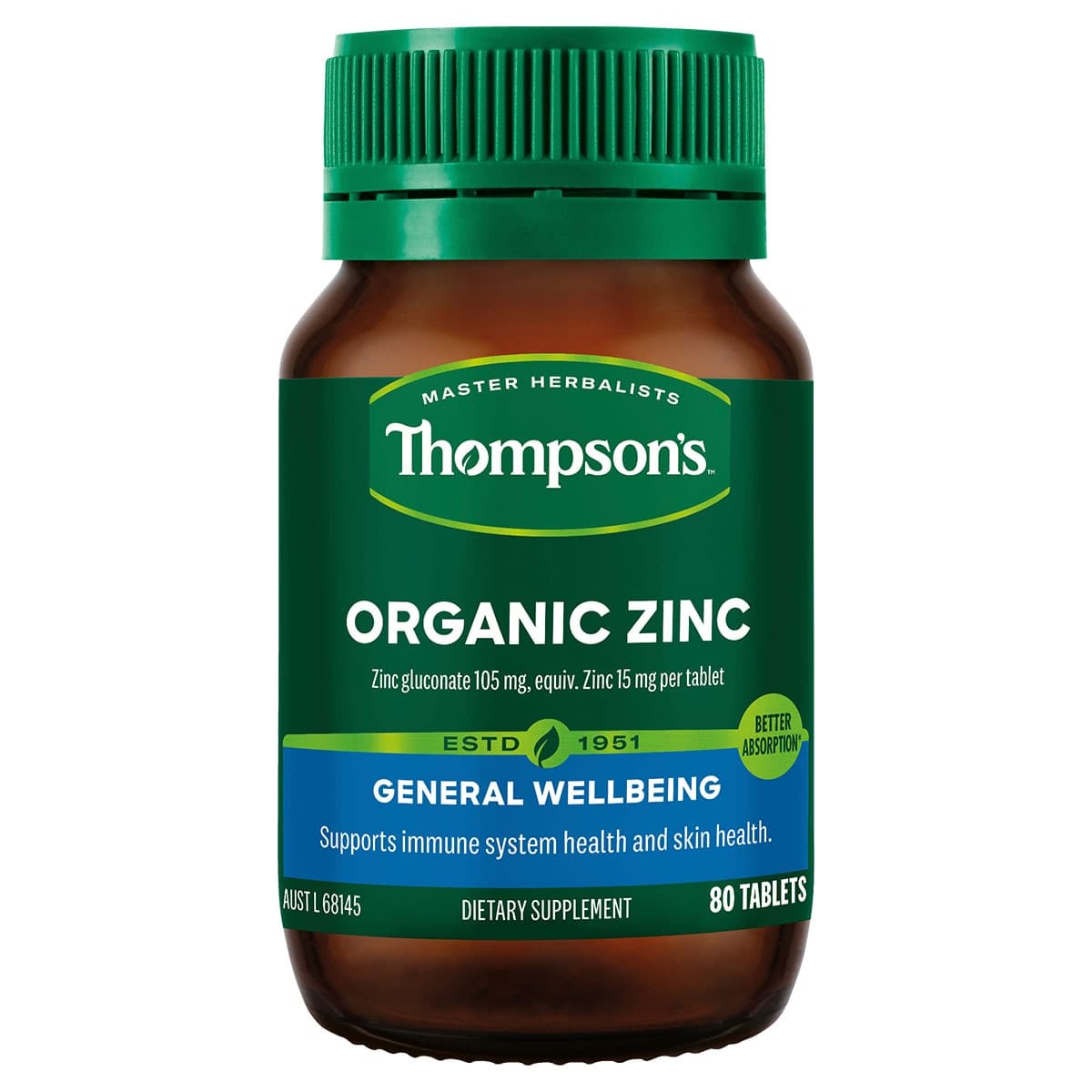 Thumbnail Thompsons Organic Zinc 80 Tablets
