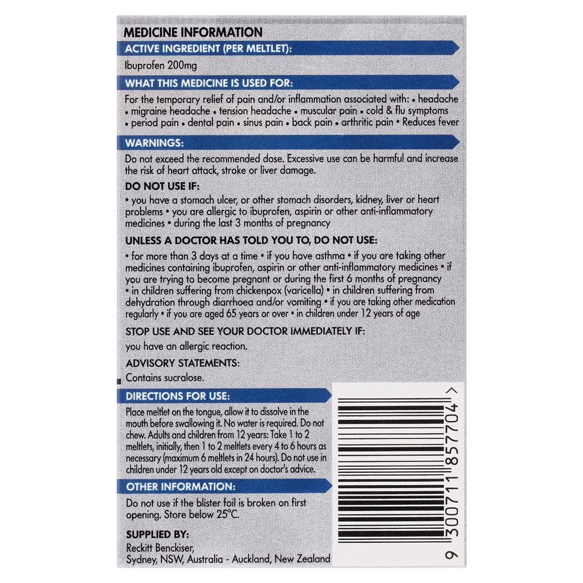 Thumbnail Nurofen Meltlets Pain Relief Berry Burst 12 Tablets