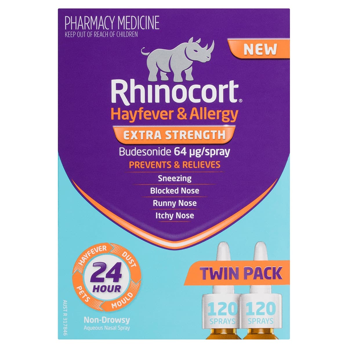 Thumbnail Rhinocort Hayfever & Allergy Extra Strength Nasal Spray 120 Sprays x 2 Pack