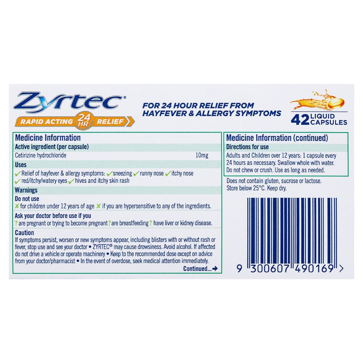 Thumbnail Zyrtec Rapid Acting Hayfever & Allergy Relief 42 Liquid Capsules
