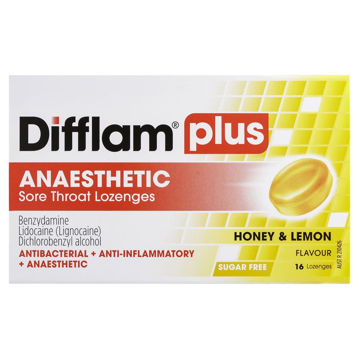 Thumbnail Difflam Plus Anaesthetic Sore Throat Lozenges Honey & Lemon 16 Pack