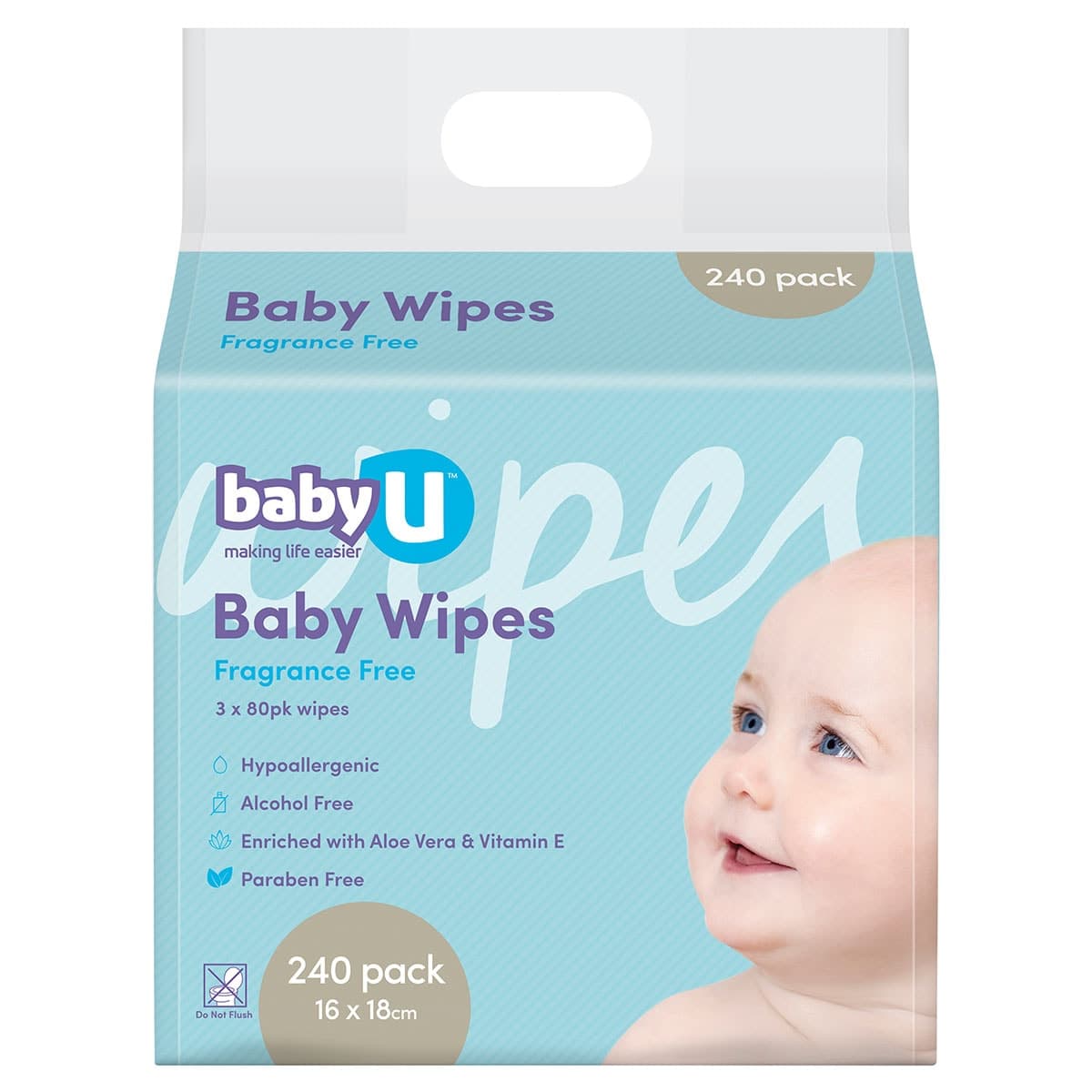 Thumbnail Baby U Fragrance Free Wipes 240 Pack