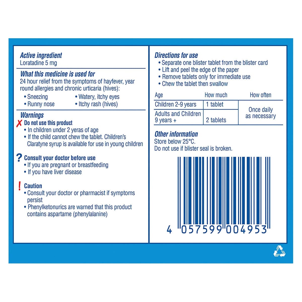 Thumbnail Claratyne Childrens Hayfever & Allergy Relief Bubblegum 10 Chewable Tablets
