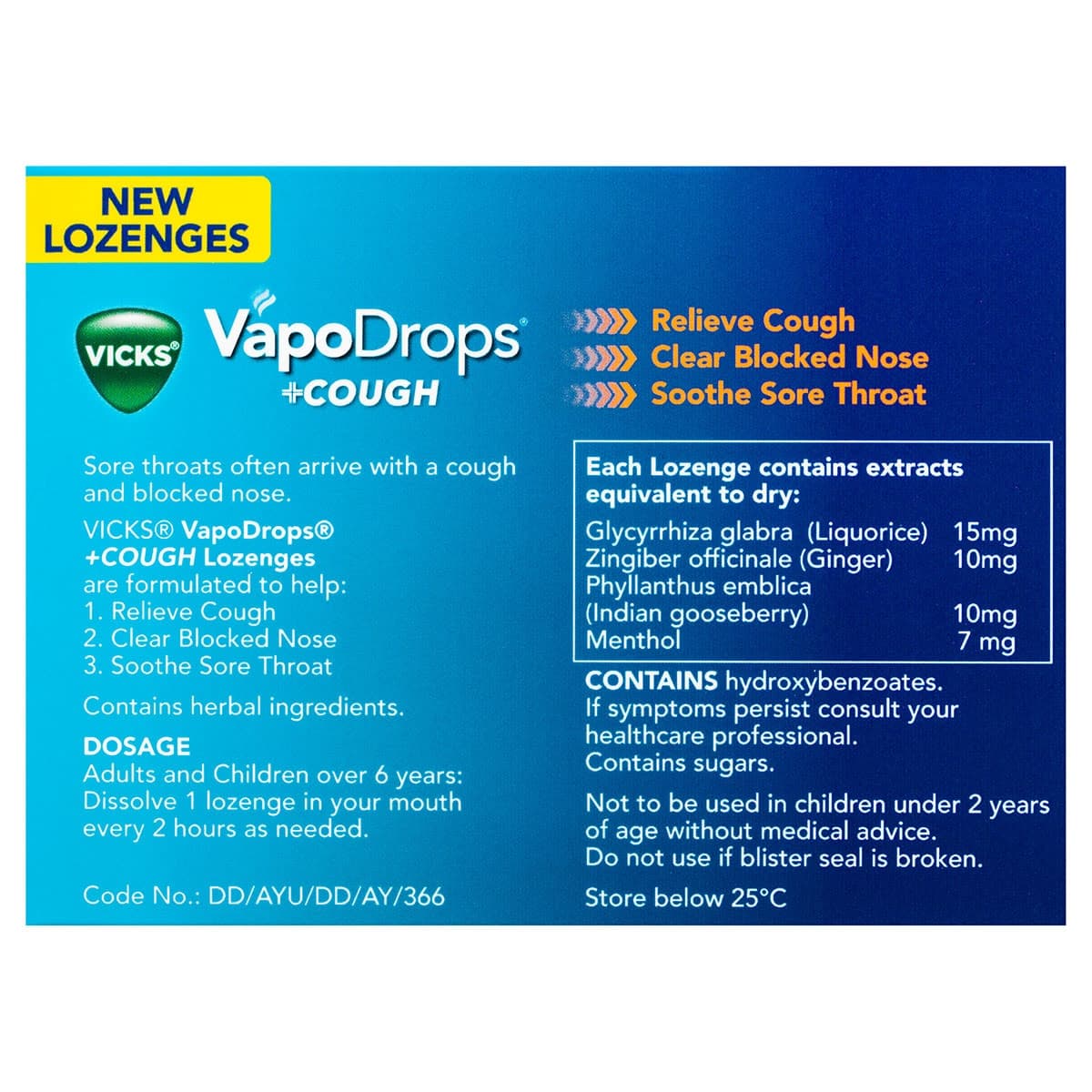 Thumbnail Vicks VapoDrops + Cough Orange Menthol 36 Lozenges