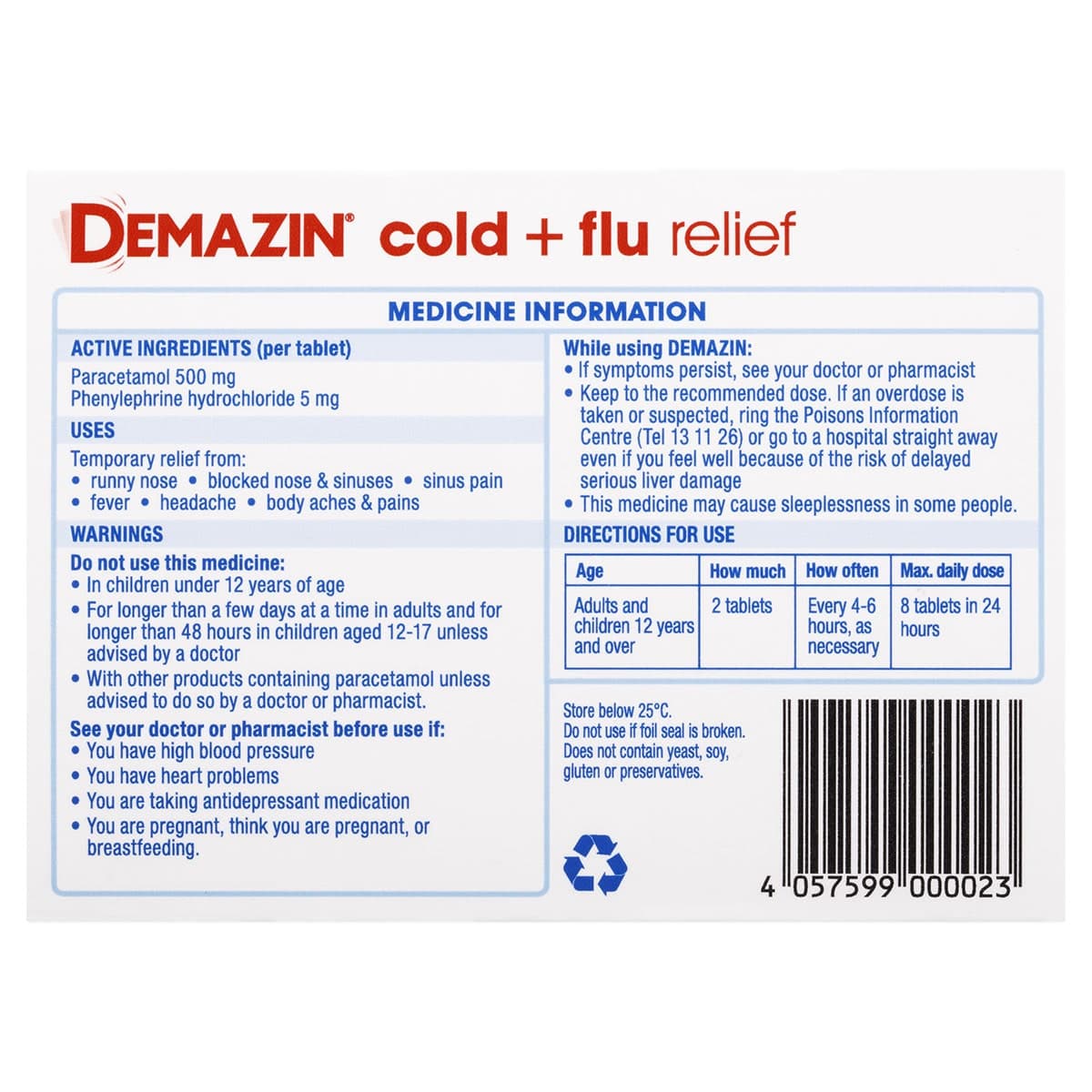 Thumbnail Demazin Cold & Flu Relief 48 Tablets