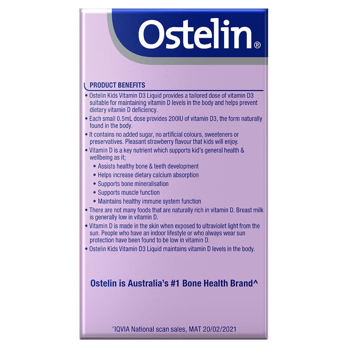 Thumbnail Ostelin Kids Vitamin D3 Liquid Strawberry Flavour 20ml