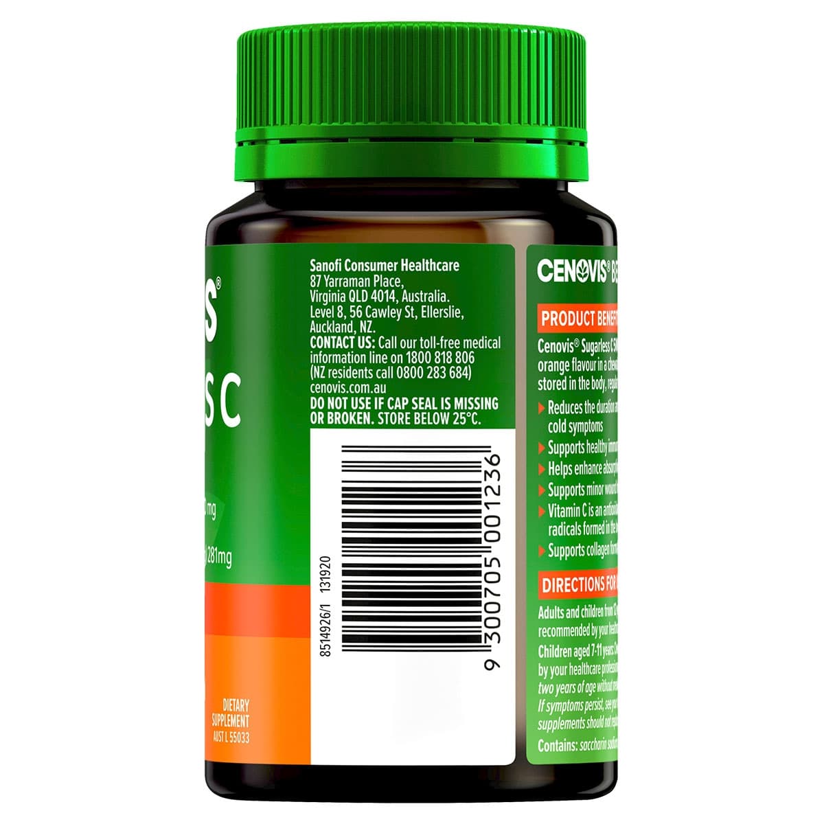 Thumbnail Cenovis Sugarless Vitamin C 500mg Orange 100 Tablets