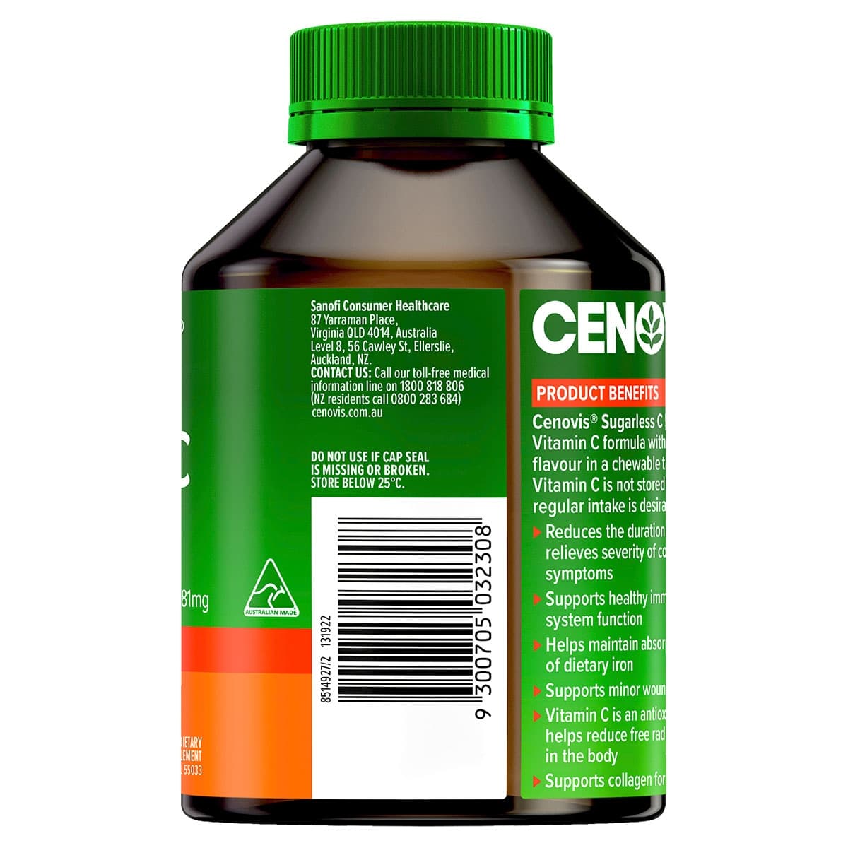 Thumbnail Cenovis Sugarless Vitamin C 500mg Orange 300 Tablets