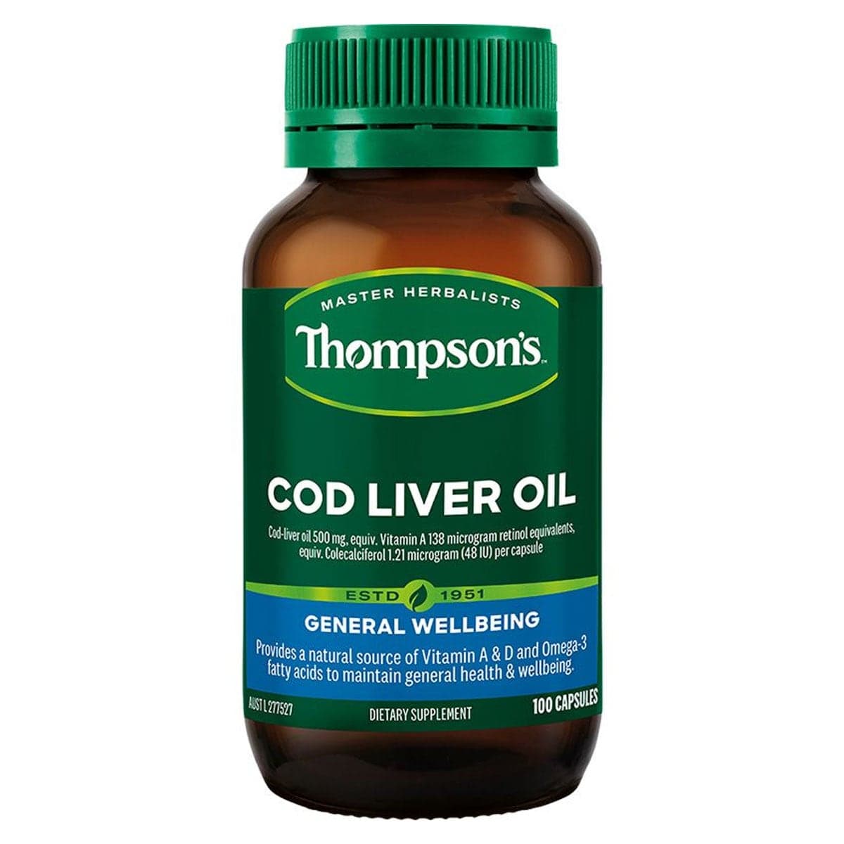 Thumbnail Thompsons Cod Liver Oil 100 Capsules