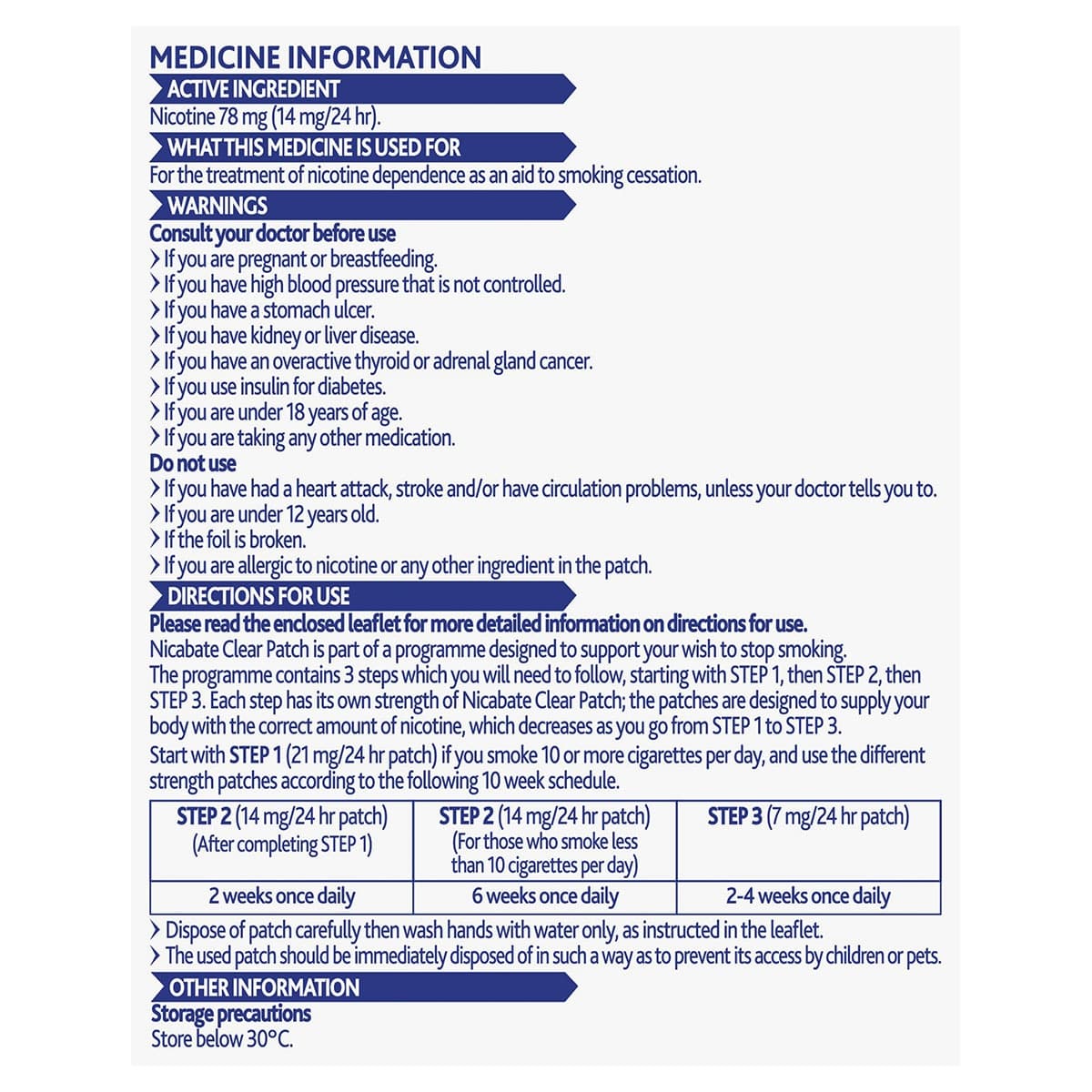 Thumbnail Nicabate Clear Patch 14mg Step 2 Quit Smoking 7 Patches