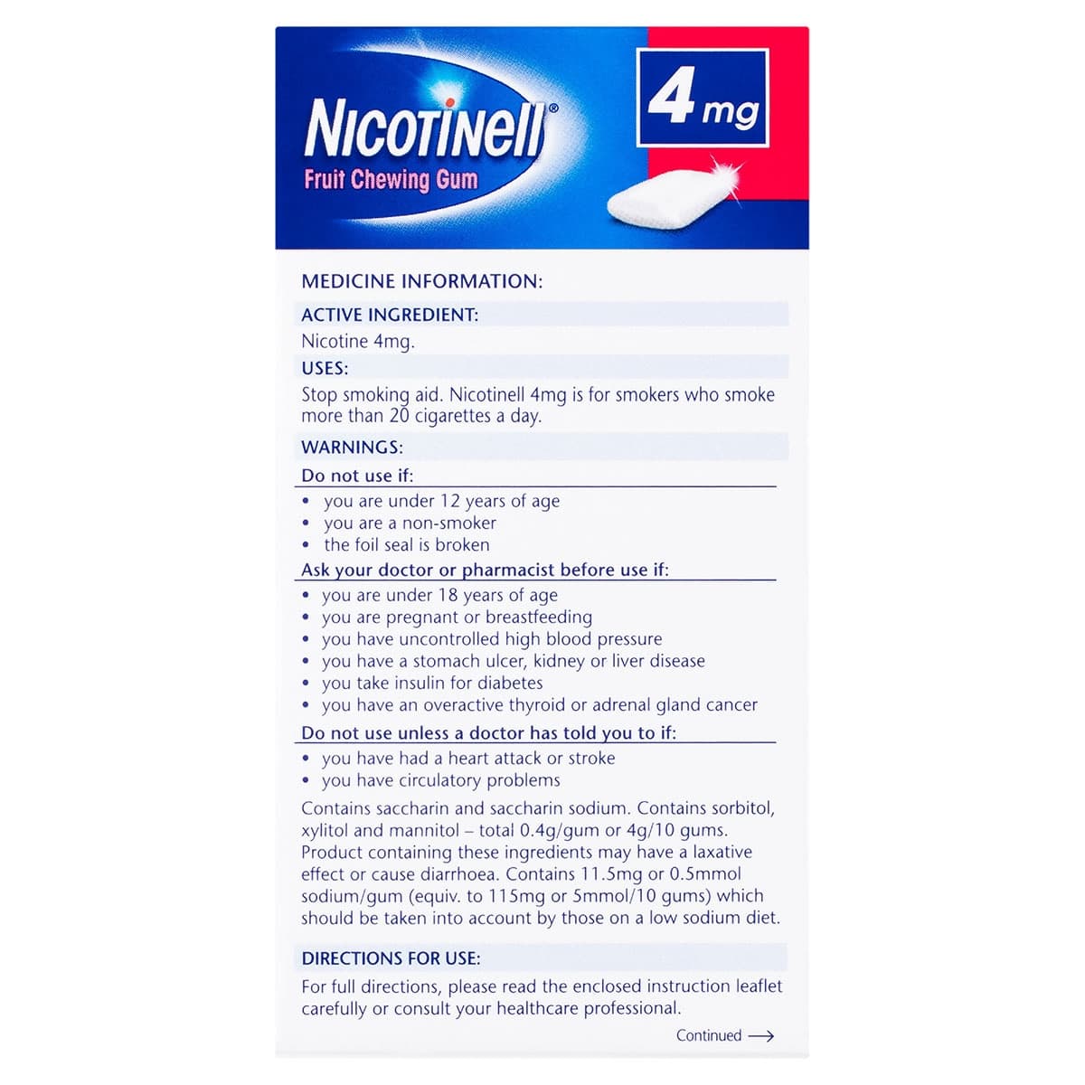 Thumbnail Nicotinell Chewing Gum Fruit 4mg 96 Pieces